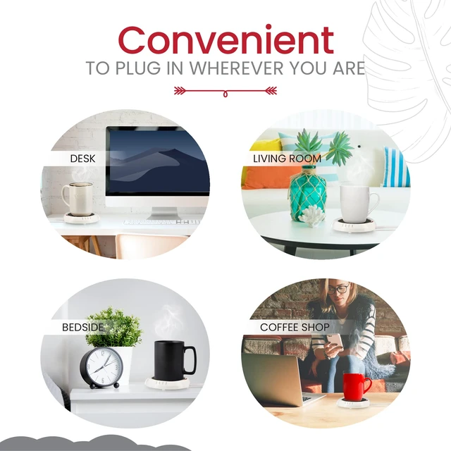 Alt view image 2 of 6 - Candle Warmer Plate, 1 Pack, White, Releases Scents Without Flame, Use as Candle Jar Warmer, Candle Melter, Coffee Warmer, Mug Warmer for Home & Office