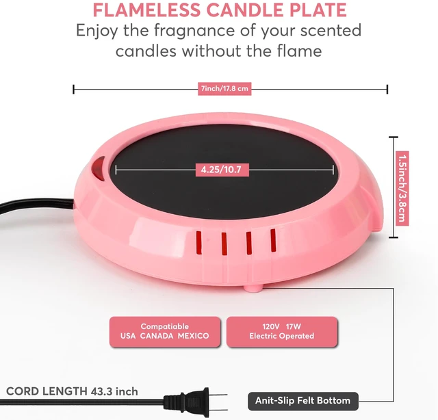 Alt view image 2 of 7 - Pink Large Candle Warmer Plate, 1 Pack, Coffee Mug Tea Warmer for Home and Office
