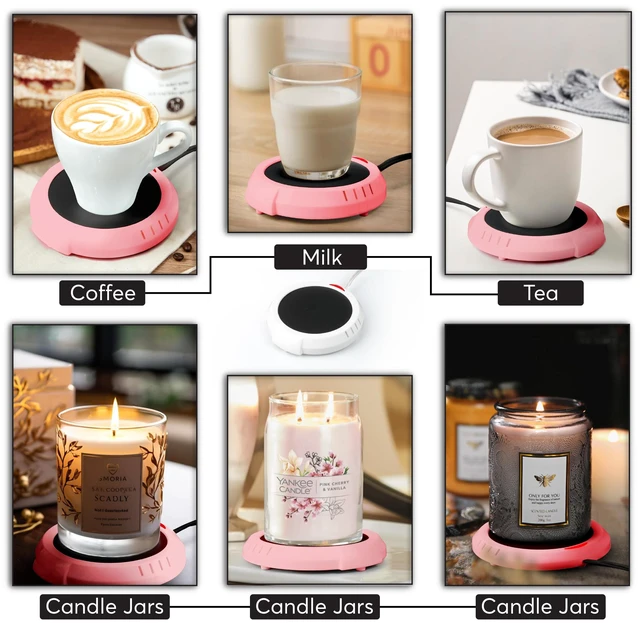 Alt view image 6 of 7 - Pink Large Candle Warmer Plate, 1 Pack, Coffee Mug Tea Warmer for Home and Office