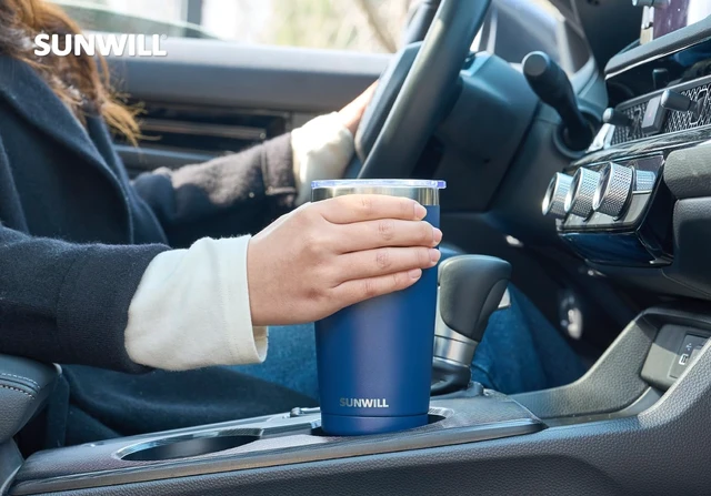 Alt view image 6 of 6 - SUNWILL 20oz Travel Coffee Tumbler, Insulated Stainless Steel Mug with Lid, Powder Coated Navy for Outdoor