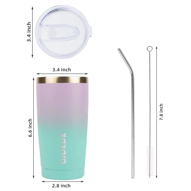 Alt view image 3 of 6 - BJPKPK 20oz Coffee Tumbler with Lid and Straw, Insulated Stainless Steel Mug