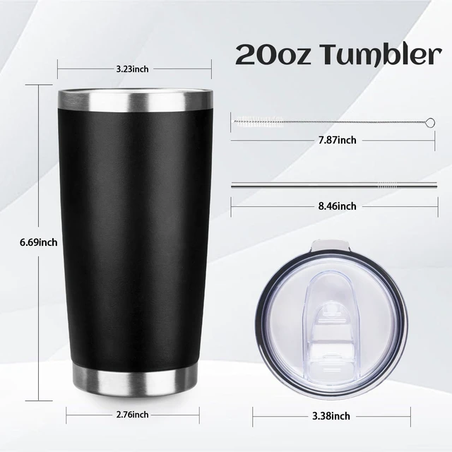 Alt view image 4 of 6 - DIW 20oz Insulated Tumbler Travel Coffee Mug with Lid and Straw, Black, 1 Count