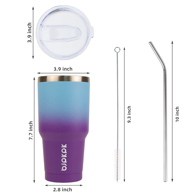 Alt view image 3 of 6 - BJPKPK 30 oz Insulated Stainless Steel Tumbler with Lid and Straw