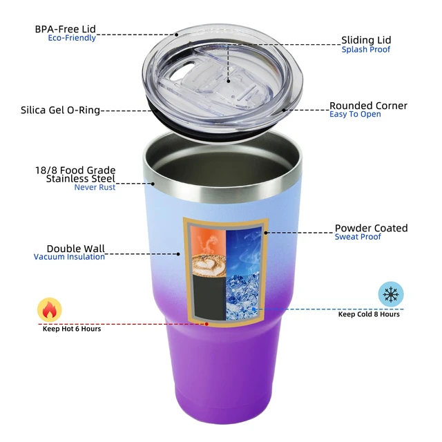 Alt view image 6 of 6 - BJPKPK 30 oz Insulated Stainless Steel Tumbler with Lid and Straw