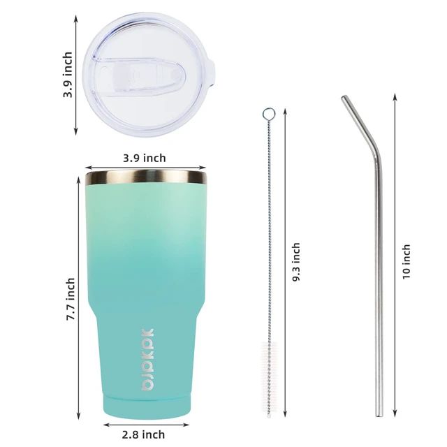 Alt view image 2 of 6 - BJPKPK 30 oz Insulated Stainless Steel Tumbler with Lid and Straw