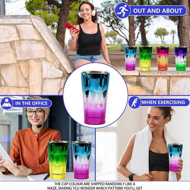 Alt view image 2 of 7 - 20-OZ Gradient Color Plating Water Bottle, Insulated Stainless Steel Tumbler