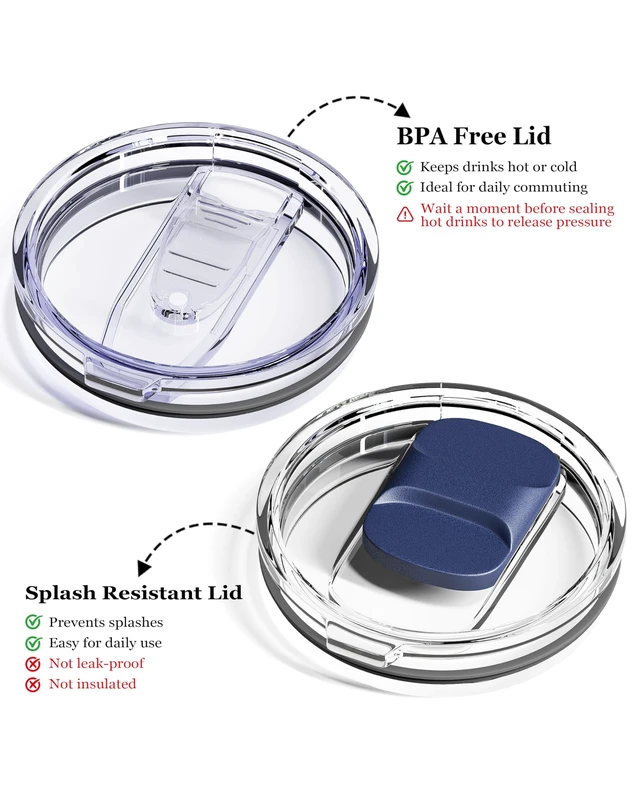 Alt view image 2 of 6 - 12oz Insulated Stainless Steel Coffee Mug with 2 Lids & Handle