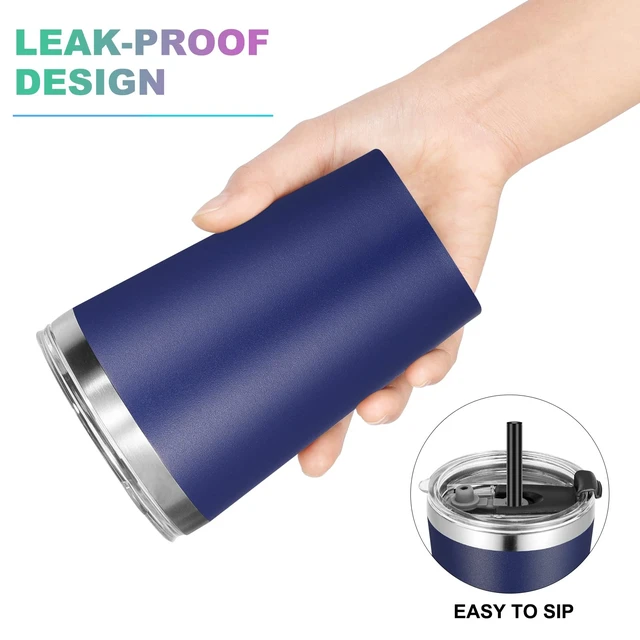 Alt view image 3 of 6 - VEGOND 12oz Stainless Steel Vacuum Insulated Double Wall Travel Tumbler with Lid and Straw, Navy Blue, 1 Pack