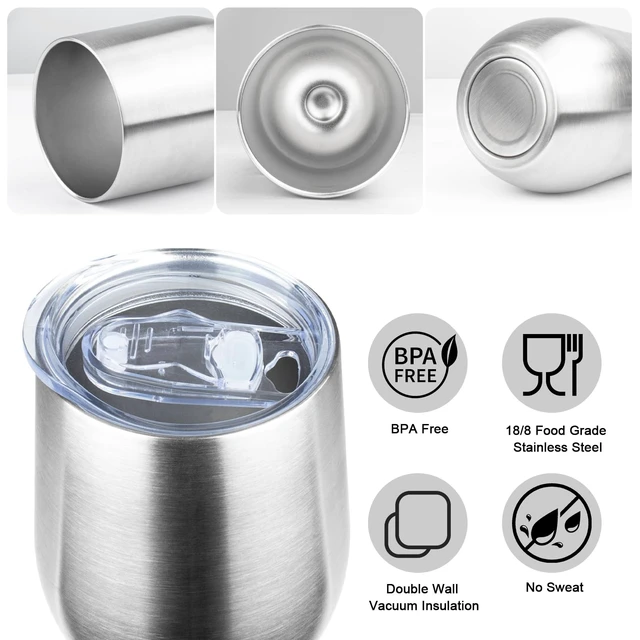 Alt view image 6 of 6 - MEZMUT 12oz Insulated Wine Tumbler with Lid, Silver, 1 Count