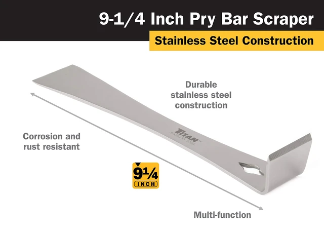 Alt view image 2 of 5 - Titan 11509 9-1/4-Inch Stainless Steel Pry Bar Scraper