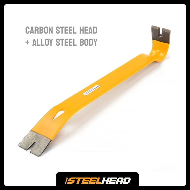 Alt view image 3 of 7 - STEELHEAD SH-PB-B1-15-1 15" Heavy-Duty Flat Pry Bar with Integrated Nail Puller, Forged Heat-Treated Carbon Steel, Rust & Corrosion Resistant Enamel Finish