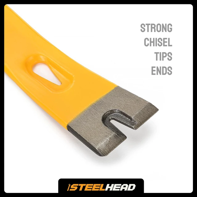 Alt view image 5 of 7 - STEELHEAD SH-PB-B1-15-1 15" Heavy-Duty Flat Pry Bar with Integrated Nail Puller, Forged Heat-Treated Carbon Steel, Rust & Corrosion Resistant Enamel Finish