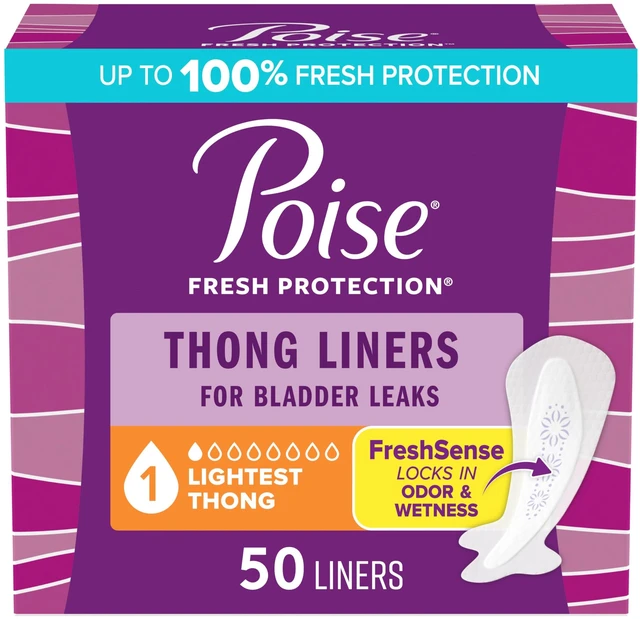 Main image of Poise Daily Thong Incontinence Panty Liners, 1 Drop, 50 Count