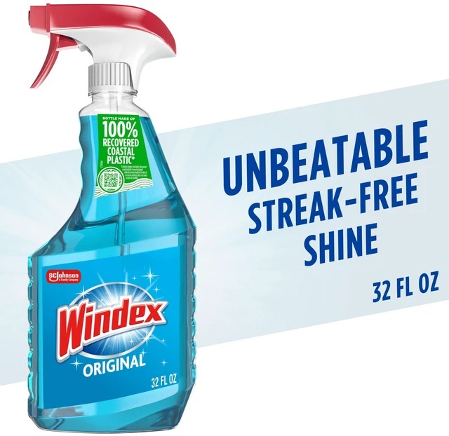 Main image of Windex Original Blue Glass Window and Mirror Cleaner Spray Bottle, 32fl oz