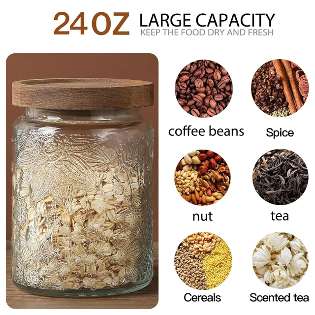 Alt view image 4 of 6 - Vintage Glass Jar with Airtight Lid, Candy Coffee Canister Food Storage