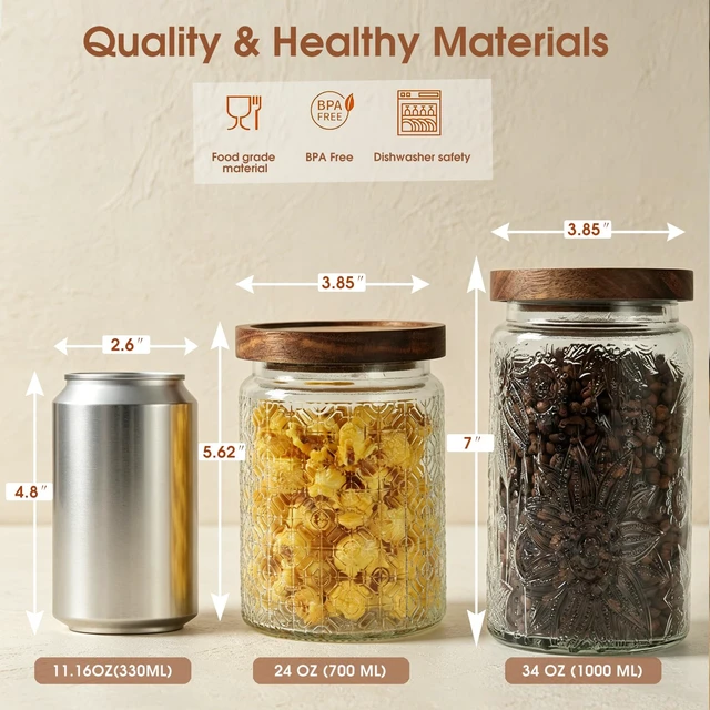 Alt view image 2 of 6 - Vintage Glass Jar with Airtight Lid, Candy Coffee Canister Food Storage