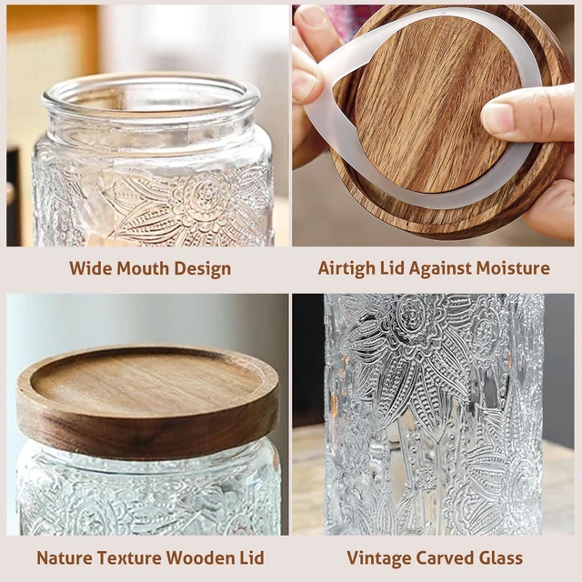 Alt view image 3 of 6 - Vintage Glass Jar with Airtight Lid, Candy Coffee Canister Food Storage