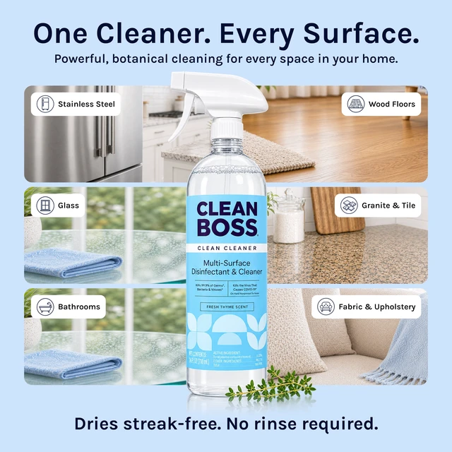 Alt view image 3 of 5 - CleanBoss Multi-Surface Botanical Disinfectant, Fresh Thyme, 24fl oz