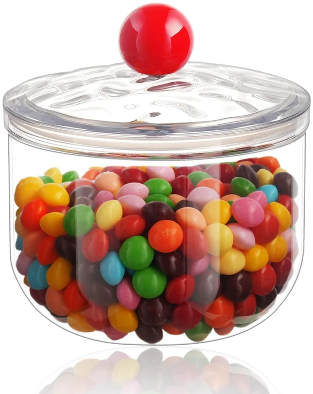 Main image of 30oz Candy Jars with Lids - Clear Plastic Airtight Cookie Storage Containers, Apothecary Canisters for Kitchen Home Decorative Pantry Office Party Organize Sugar Tea Coff