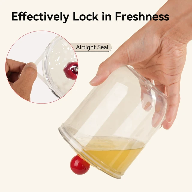 Alt view image 6 of 7 - 30oz Candy Jars with Lids - Clear Plastic Airtight Cookie Storage Containers, Apothecary Canisters for Kitchen Home Decorative Pantry Office Party Organize Sugar Tea Coff
