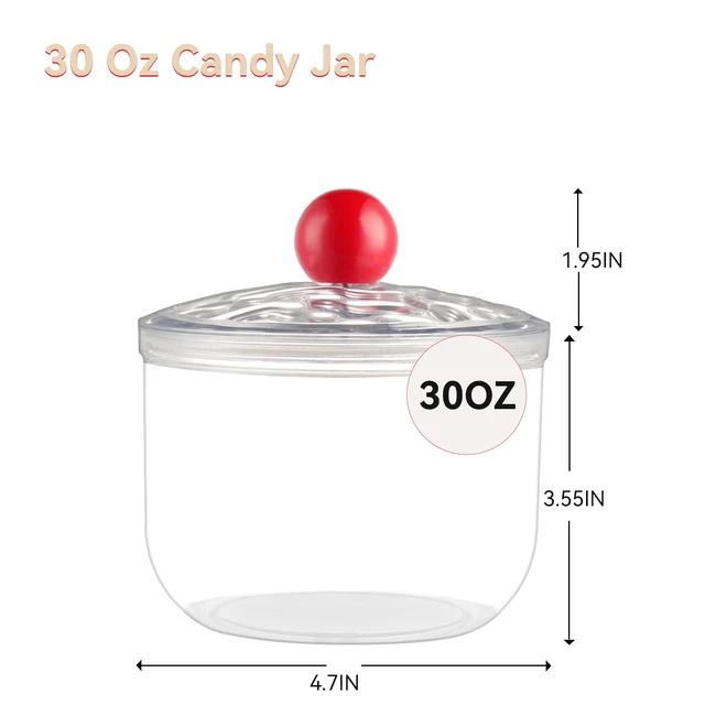 Alt view image 3 of 7 - 30oz Candy Jars with Lids - Clear Plastic Airtight Cookie Storage Containers, Apothecary Canisters for Kitchen Home Decorative Pantry Office Party Organize Sugar Tea Coff