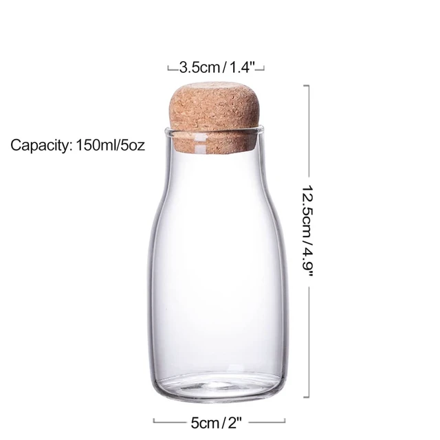 Alt view image 2 of 2 - IVAILEX Glass Jars with Cork Lids, 150ml/5.07oz, Airtight Clear Storage for Candy, Coffee, Tea, Sugar, Spices, Apothecary
