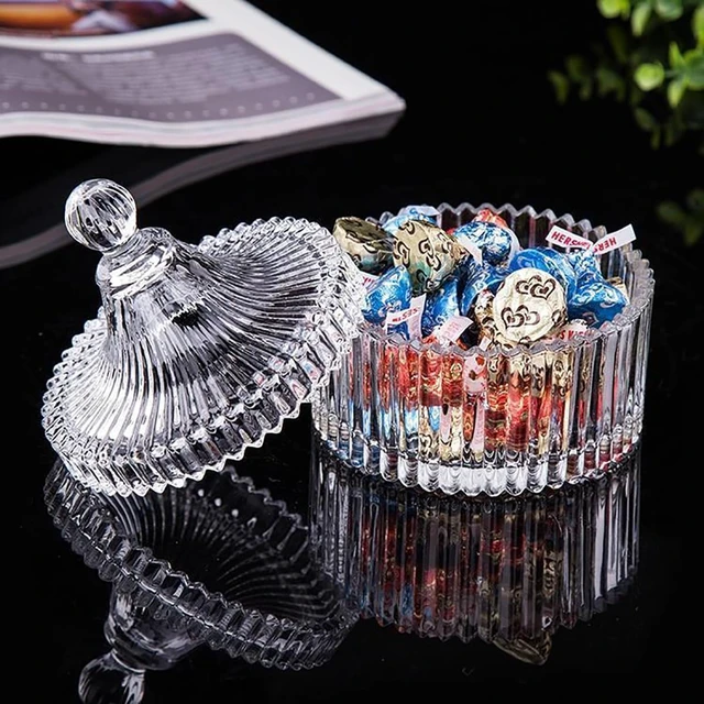 Alt view image 2 of 5 - Clear Glass Jar With Lid, Multi-Purpose Storage Container for Candy Cookies Candle Jewelry Box, Empty Bathroom Vanity Office Organizer Home Decor