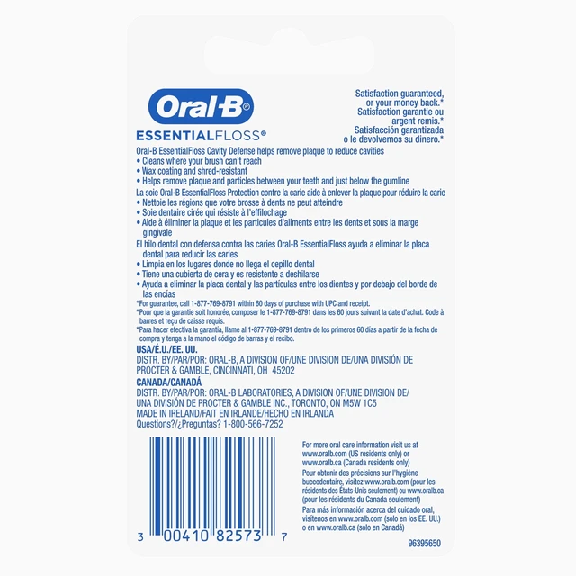 Alt view image 2 of 6 - Oral-B Essential Floss Mint Waxed Dental Floss, Cavity Defense, 2 Pack, 50m