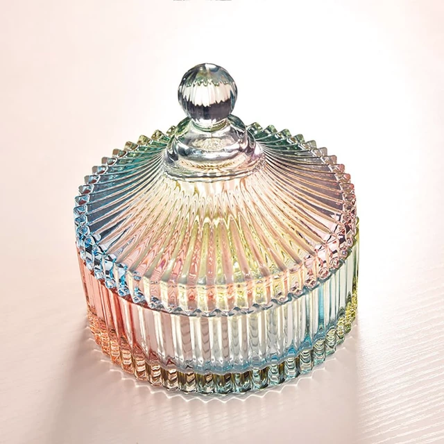Alt view image 3 of 7 - Colorful Glass Jar with Lid, Multi-Color, Candy Cookie Jar, Jewelry Box, Biscuit Container, Food Storage, Decorative Jar