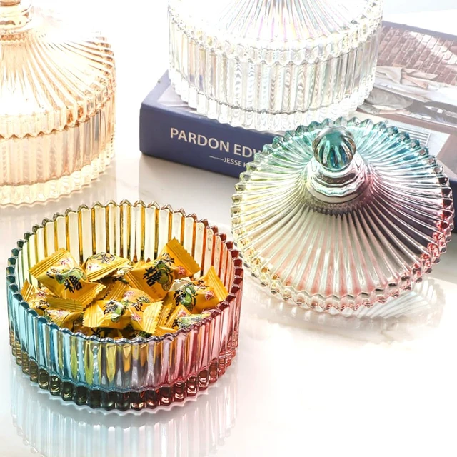 Alt view image 4 of 7 - Colorful Glass Jar with Lid, Multi-Color, Candy Cookie Jar, Jewelry Box, Biscuit Container, Food Storage, Decorative Jar