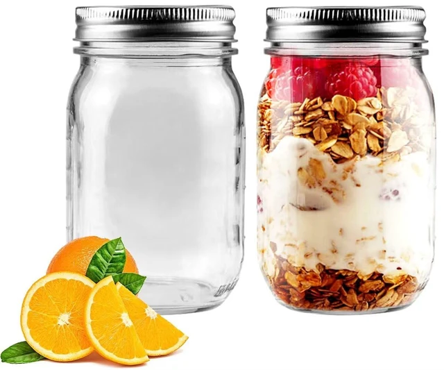 Main image of Showvigor 2 Pack Regular Mouth Mason Jars 16oz Glass with Airtight Lids for Preserving, Jam, Honey, Jelly, Meal Prep