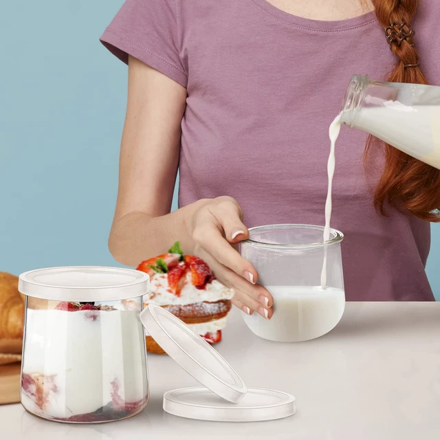 Alt view image 7 of 7 - 32-Pack Plastic Lids for Yoplait Oui Yogurt Glass Jars