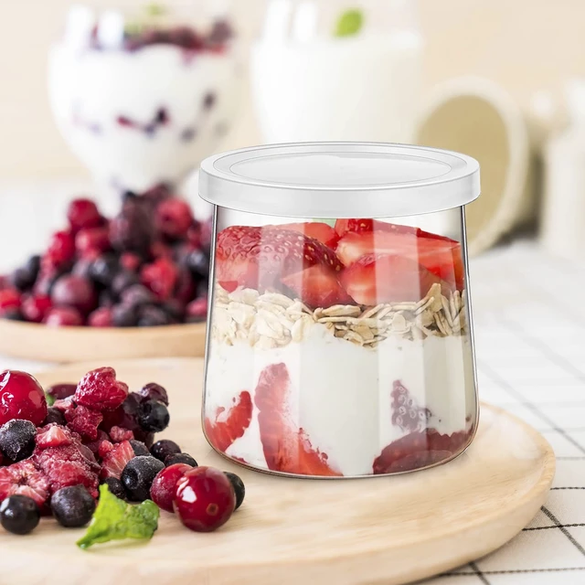 Alt view image 3 of 7 - 32-Pack Plastic Lids for Yoplait Oui Yogurt Glass Jars
