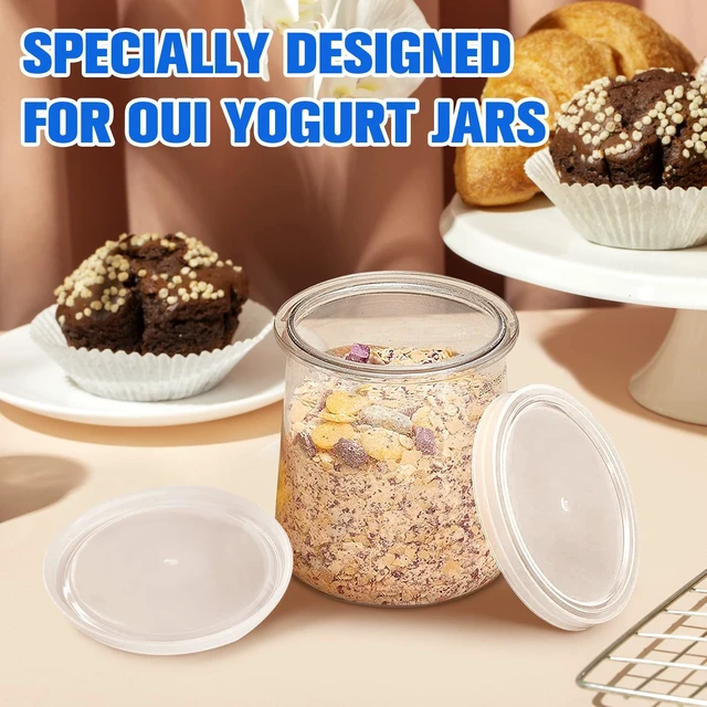 Alt view image 6 of 7 - 32-Pack Plastic Lids for Yoplait Oui Yogurt Glass Jars