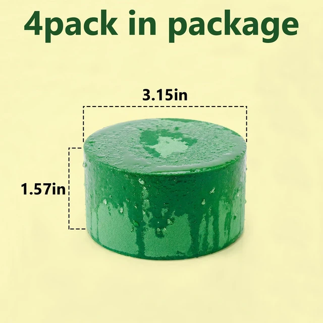 Alt view image 2 of 6 - 4 Pack Round Floral Foam, Dry and Wet Green Flower Foam Blocks for Fresh and Artificial Flowers, Florist Styrofoam (3.15 Inch)