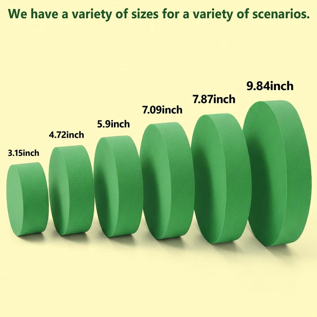 Alt view image 5 of 6 - 4 Pack Round Floral Foam, Dry and Wet Green Flower Foam Blocks for Fresh and Artificial Flowers, Florist Styrofoam (3.15 Inch)