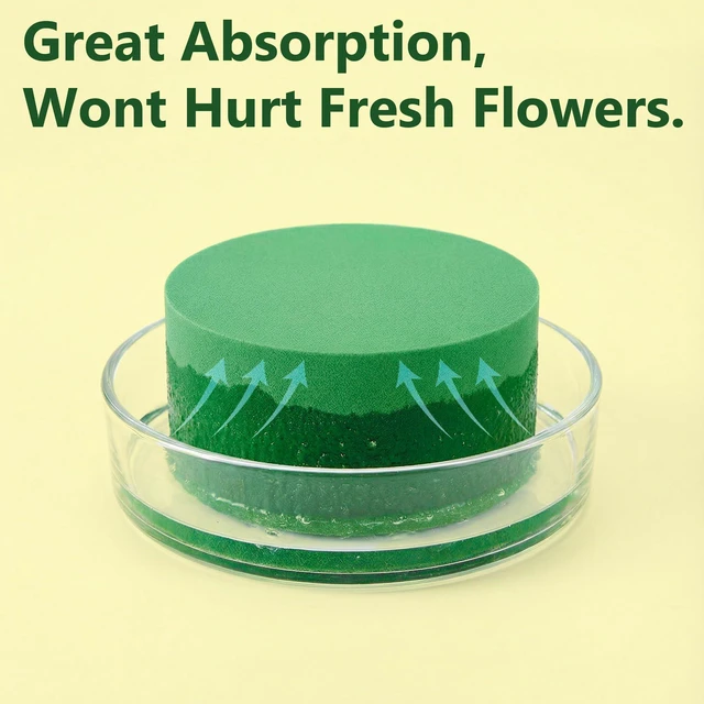 Alt view image 3 of 6 - 4 Pack Round Floral Foam, Dry and Wet Green Flower Foam Blocks for Fresh and Artificial Flowers, Florist Styrofoam (3.15 Inch)