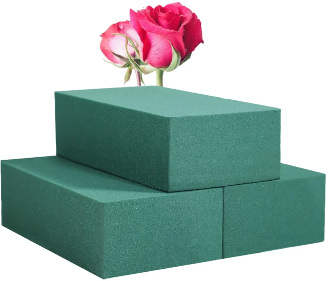 Main image of FLOFARE 3-Pack Green Floral Foam Blocks 6"L x 3"W x 1.75"H Wet & Dry Flower Foam for Fresh & Artificial Flower Arrangement, Florist Supplies for DIYs, Arts, Crafts, Weddi