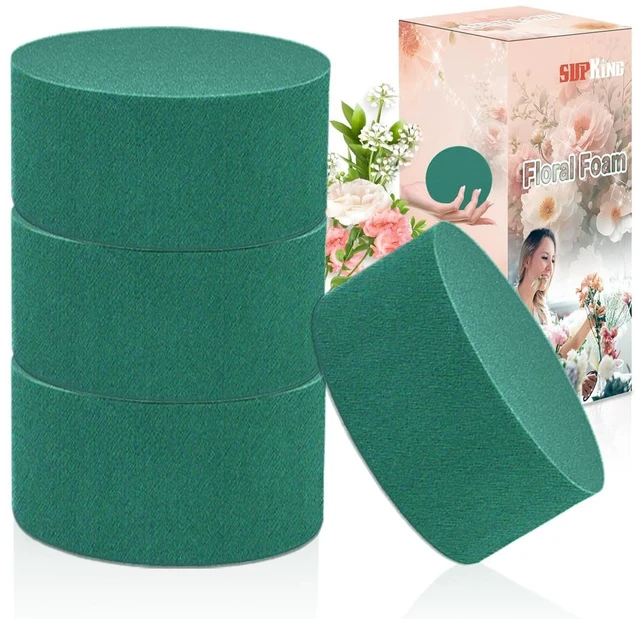 Main image of SUPKING 4Pcs Round 3.15" Small Green Wet Dry Floral Foam Blocks for Artificial and Fresh Flower Arrangement