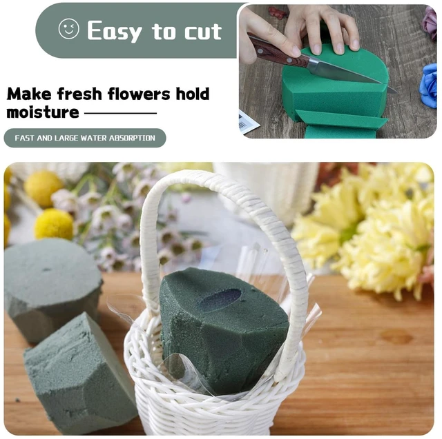 Alt view image 3 of 7 - SUPKING 4Pcs Round 3.15" Small Green Wet Dry Floral Foam Blocks for Artificial and Fresh Flower Arrangement