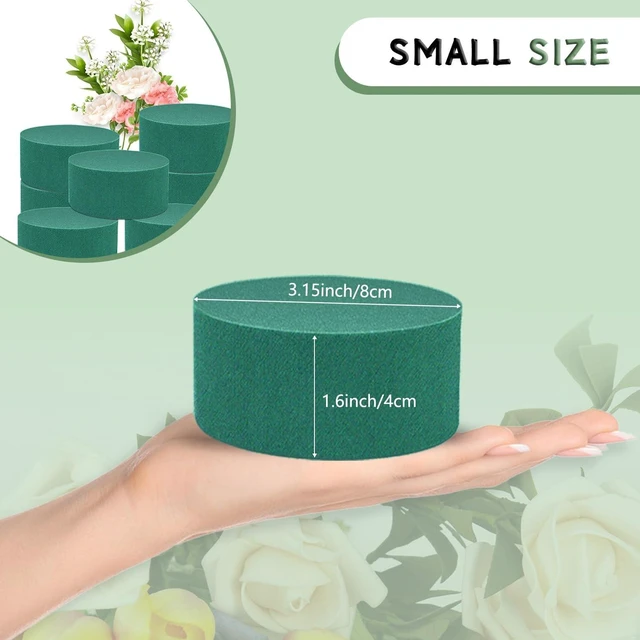 Alt view image 6 of 7 - SUPKING 4Pcs Round 3.15" Small Green Wet Dry Floral Foam Blocks for Artificial and Fresh Flower Arrangement