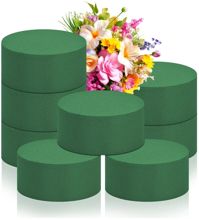 Main image of 6Pcs 4"x1.5" Round Floral Foam Blocks
