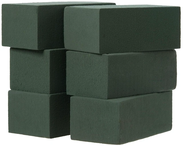 Alt view image 2 of 6 - Crafare 6x3x2.5in Wet Floral Foam Blocks Rectangle Pack of 6 Green for Fresh Artificial Flower Arrangements Wedding Centerpiece Party Home Decoration