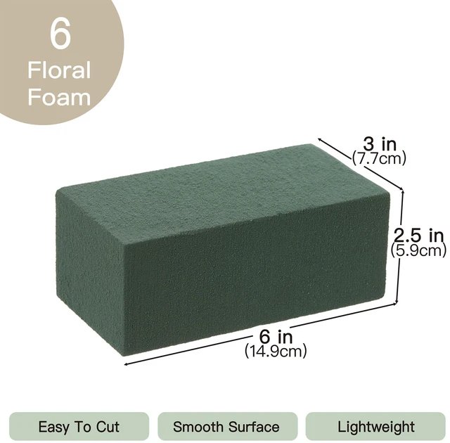 Alt view image 5 of 6 - Crafare 6x3x2.5in Wet Floral Foam Blocks Rectangle Pack of 6 Green for Fresh Artificial Flower Arrangements Wedding Centerpiece Party Home Decoration