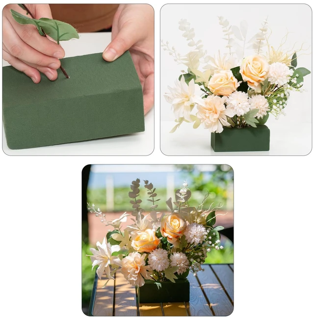 Alt view image 4 of 6 - Crafare 6x3x2.5in Wet Floral Foam Blocks Rectangle Pack of 6 Green for Fresh Artificial Flower Arrangements Wedding Centerpiece Party Home Decoration