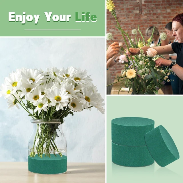 Alt view image 2 of 6 - SupKing 8 Pcs Round Floral Foam 4.5" Green Wet Dry Florist Blocks for Artificial and Fresh Flower Arrangements