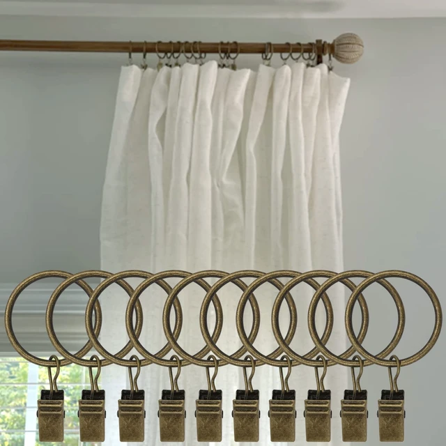 Alt view image 5 of 6 - WeeksEight 40 Pack Curtain Rings with Clips, 1.26in ID, Bronze