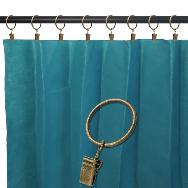 Alt view image 4 of 6 - WeeksEight 40 Pack Curtain Rings with Clips, 1.26in ID, Bronze