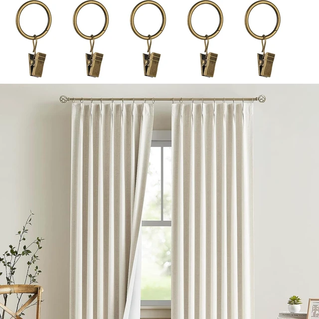 Alt view image 5 of 6 - 16 Pack Curtain Rings with Clips, Mini 1Inch Diameter, Fits Up to 5/8Inch Rod, Bronze