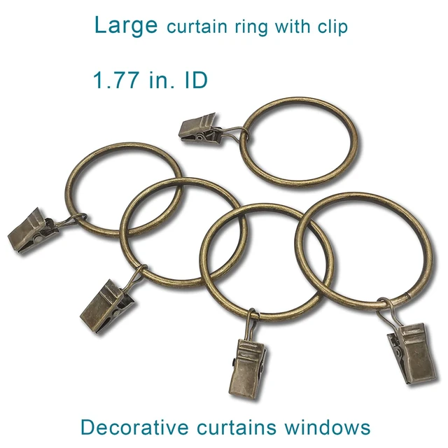 Alt view image 5 of 6 - WeeksEight 20-Pack Bronze Curtain Rings with Clips, 1.77in ID, Fits up to 1.5in Diameter Curtain Rod